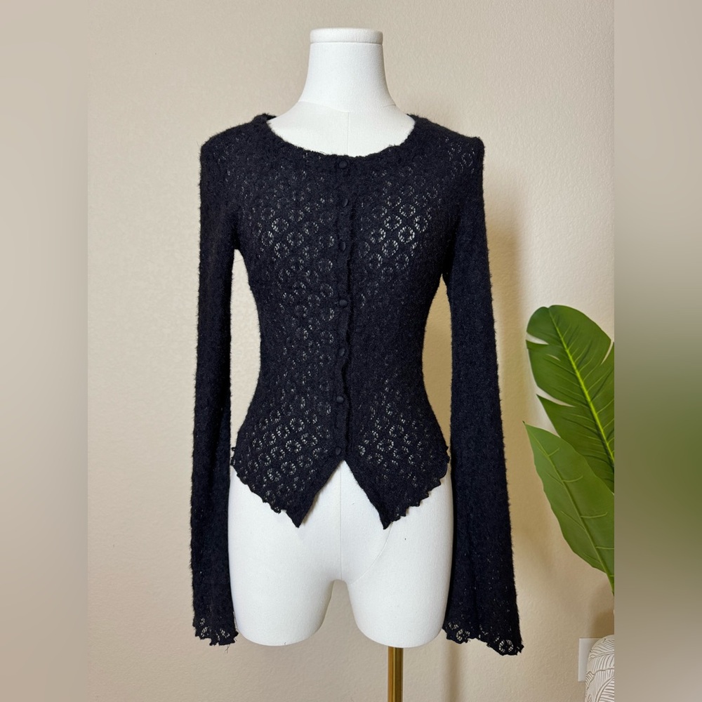KIMCHI BLUE Black Lace Knit Cardigan
